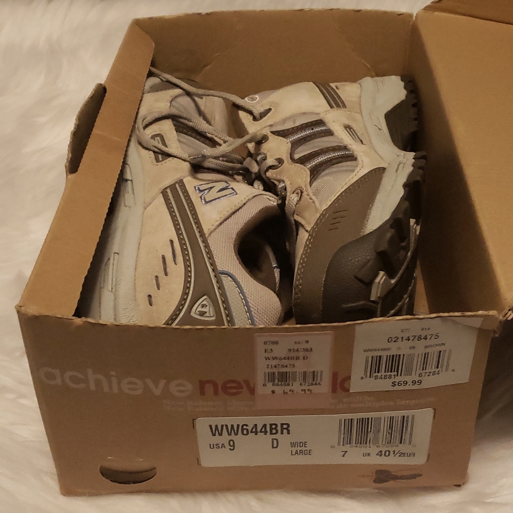 New Balance,brown and beige sneakers, size:9.0